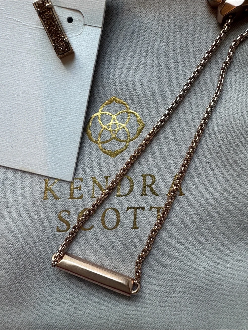 Kendra Scott Rose Gold Glitter Bar Earrings and Bracelet Set - Picture 5 of 7